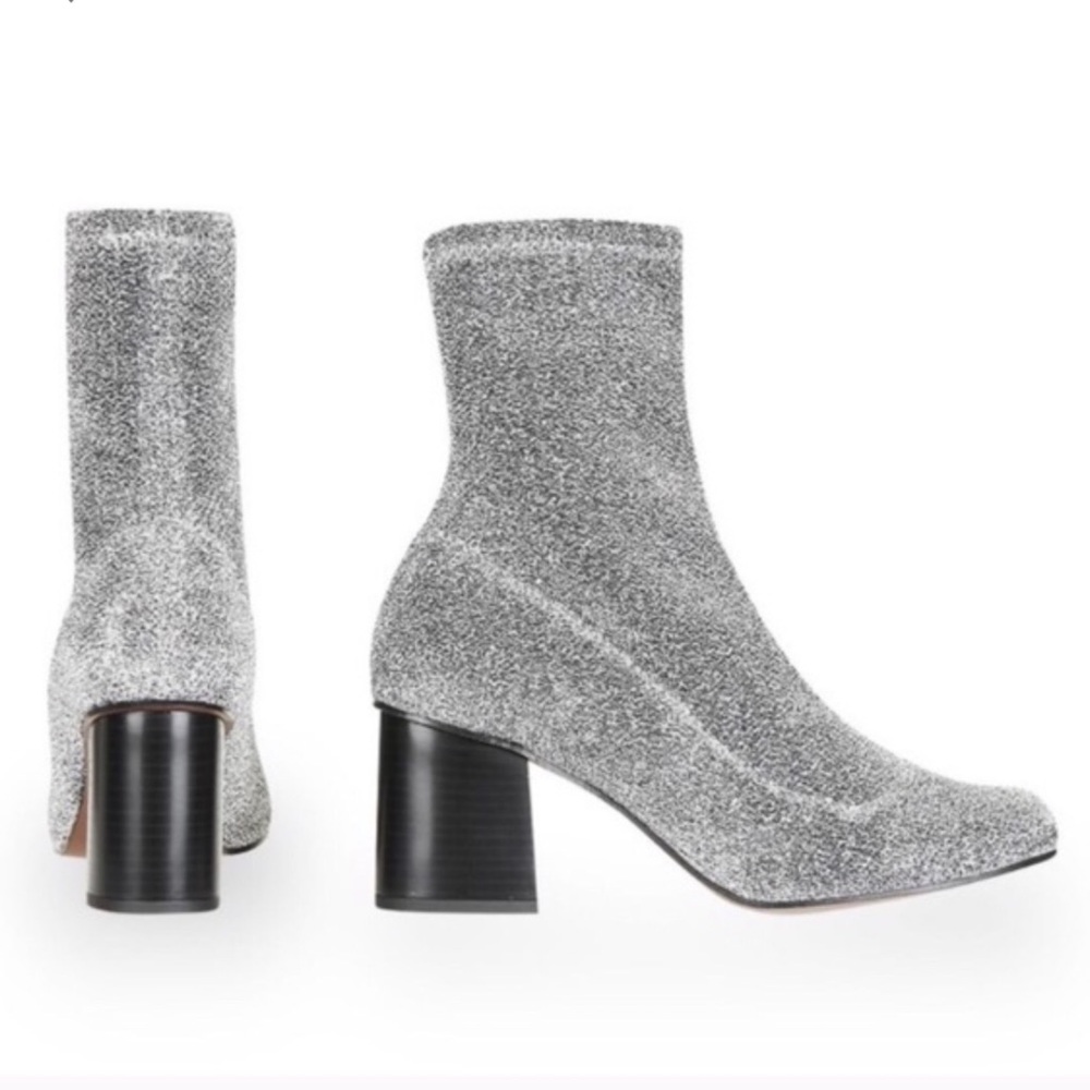 Topshop Silver Glitter Sock Boots NWOB